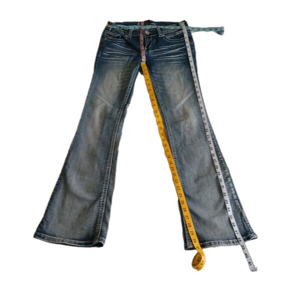 Ariya Jeans Women's 5/6 Blue Light Washed Bootcut Embroidered Studs Stretch Y2K - Picture 10 of 12